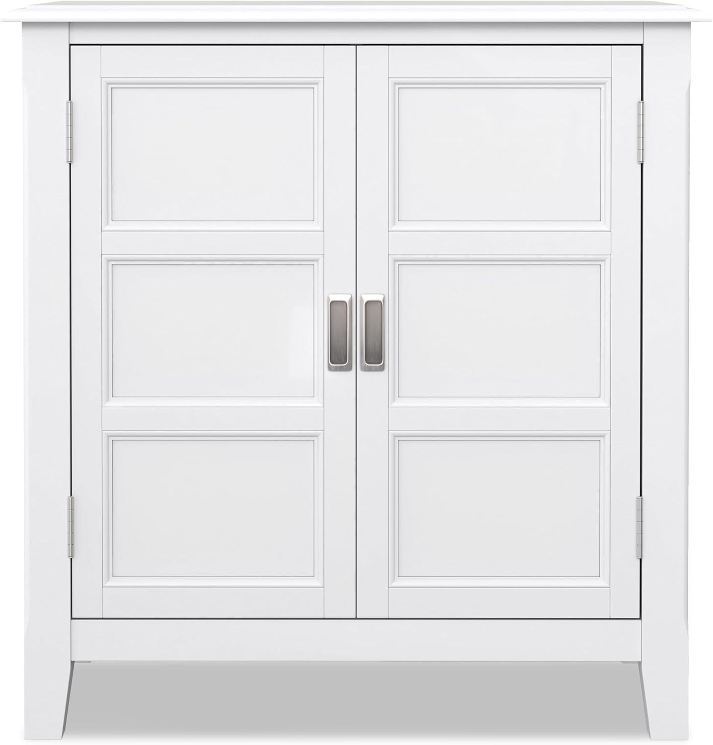 imageSIMPLIHOME Burlington SOLID WOOD 30 inch Wide Transitional Low Storage Cabinet in Mahogany Brown for the Living Room Entryway and Family RoomWhite