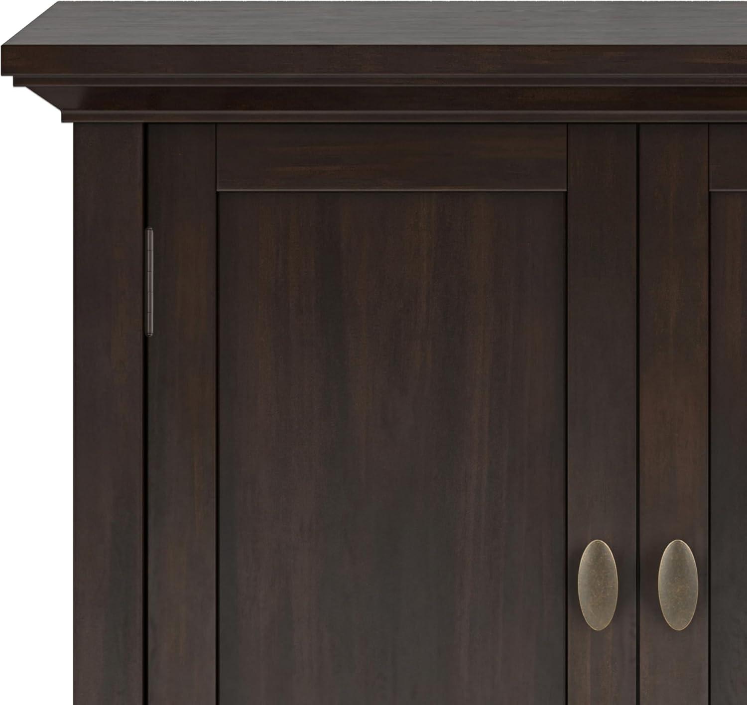 imageSIMPLIHOME Redmond SOLID WOOD 32 inch Wide Transitional Low Storage Cabinet in Rustic Natural Aged Brown for the Living Room Entryway and Family RoomBrunette Brown