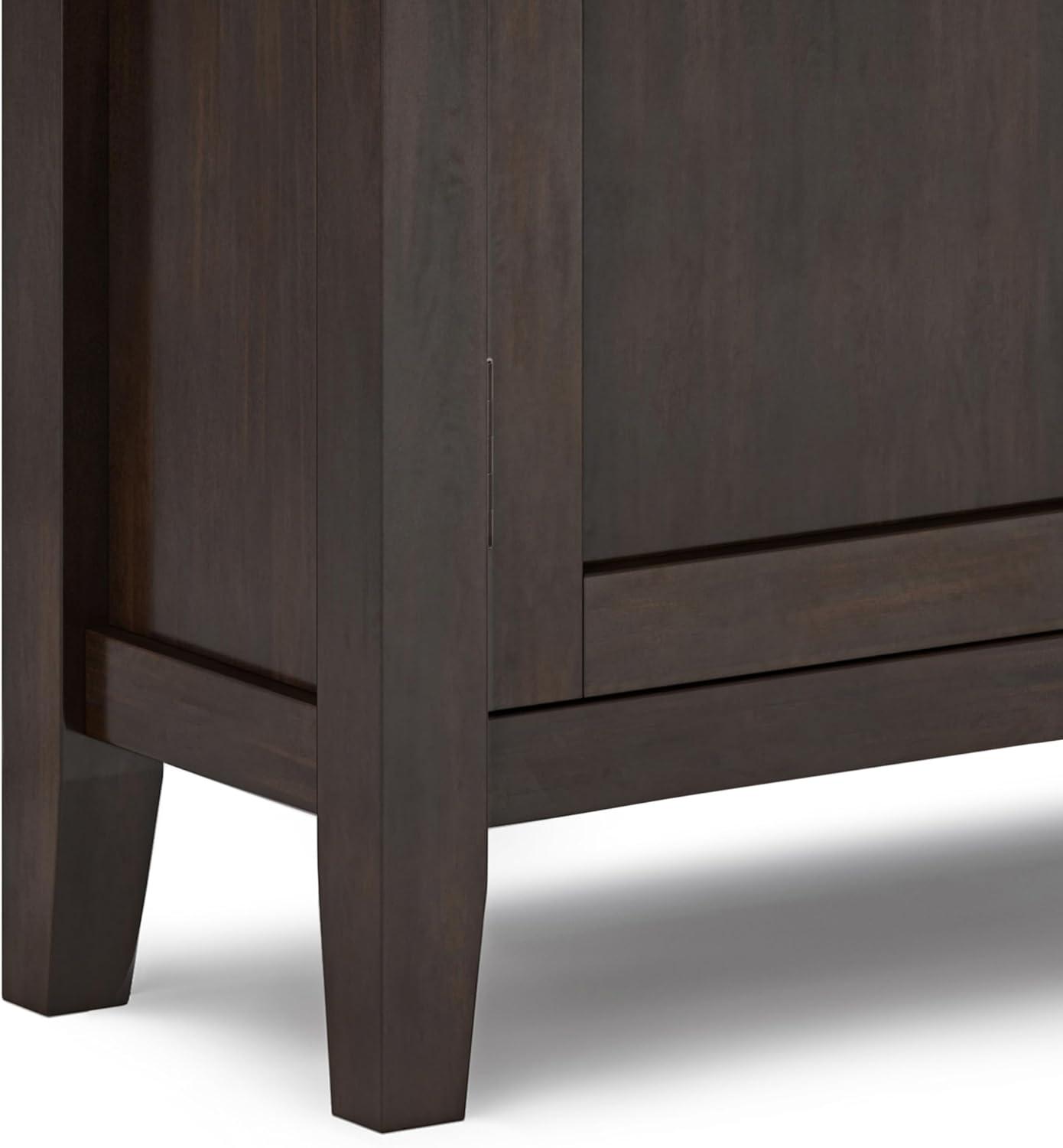 imageSIMPLIHOME Redmond SOLID WOOD 32 inch Wide Transitional Low Storage Cabinet in Rustic Natural Aged Brown for the Living Room Entryway and Family RoomBrunette Brown