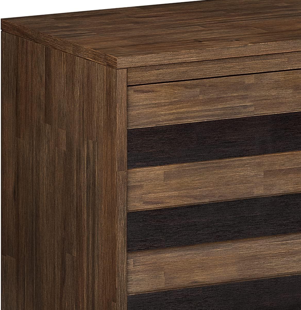 imageSIMPLIHOME Draper Buffet 66 inch Wide Solid Hardwood 4Door Sideboard Buffet in Teak Brown MidCentury Modern Cabinet for Dining Room or Kitchen with Adjustable Shelves and Tapered LegsRustic Natural Aged Brown