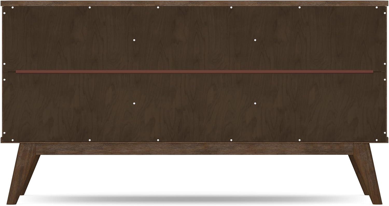 imageSIMPLIHOME Draper Buffet 66 inch Wide Solid Hardwood 4Door Sideboard Buffet in Teak Brown MidCentury Modern Cabinet for Dining Room or Kitchen with Adjustable Shelves and Tapered LegsRustic Natural Aged Brown