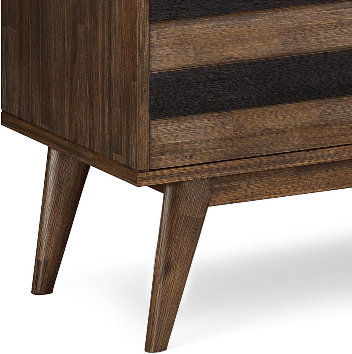 imageSIMPLIHOME Draper Buffet 66 inch Wide Solid Hardwood 4Door Sideboard Buffet in Teak Brown MidCentury Modern Cabinet for Dining Room or Kitchen with Adjustable Shelves and Tapered LegsRustic Natural Aged Brown