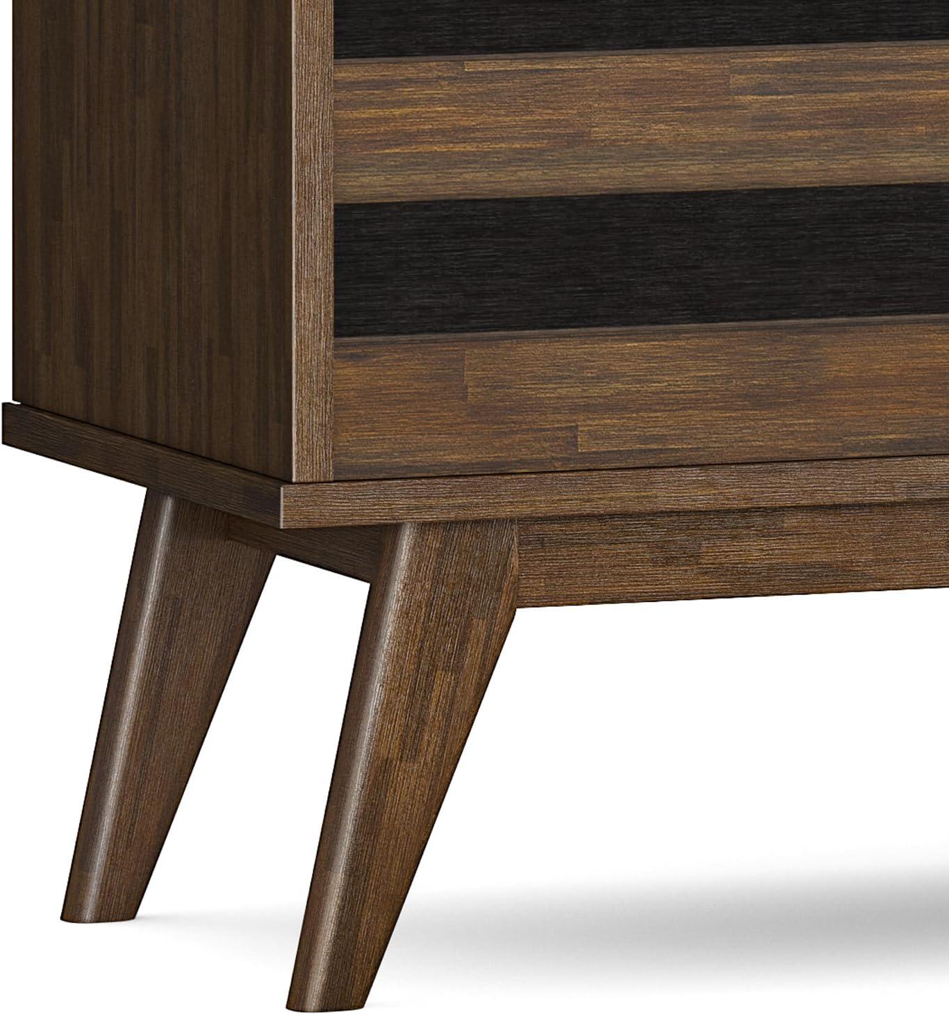 imageSIMPLIHOME Draper Buffet 66 inch Wide Solid Hardwood 4Door Sideboard Buffet in Teak Brown MidCentury Modern Cabinet for Dining Room or Kitchen with Adjustable Shelves and Tapered LegsRustic Natural Aged Brown