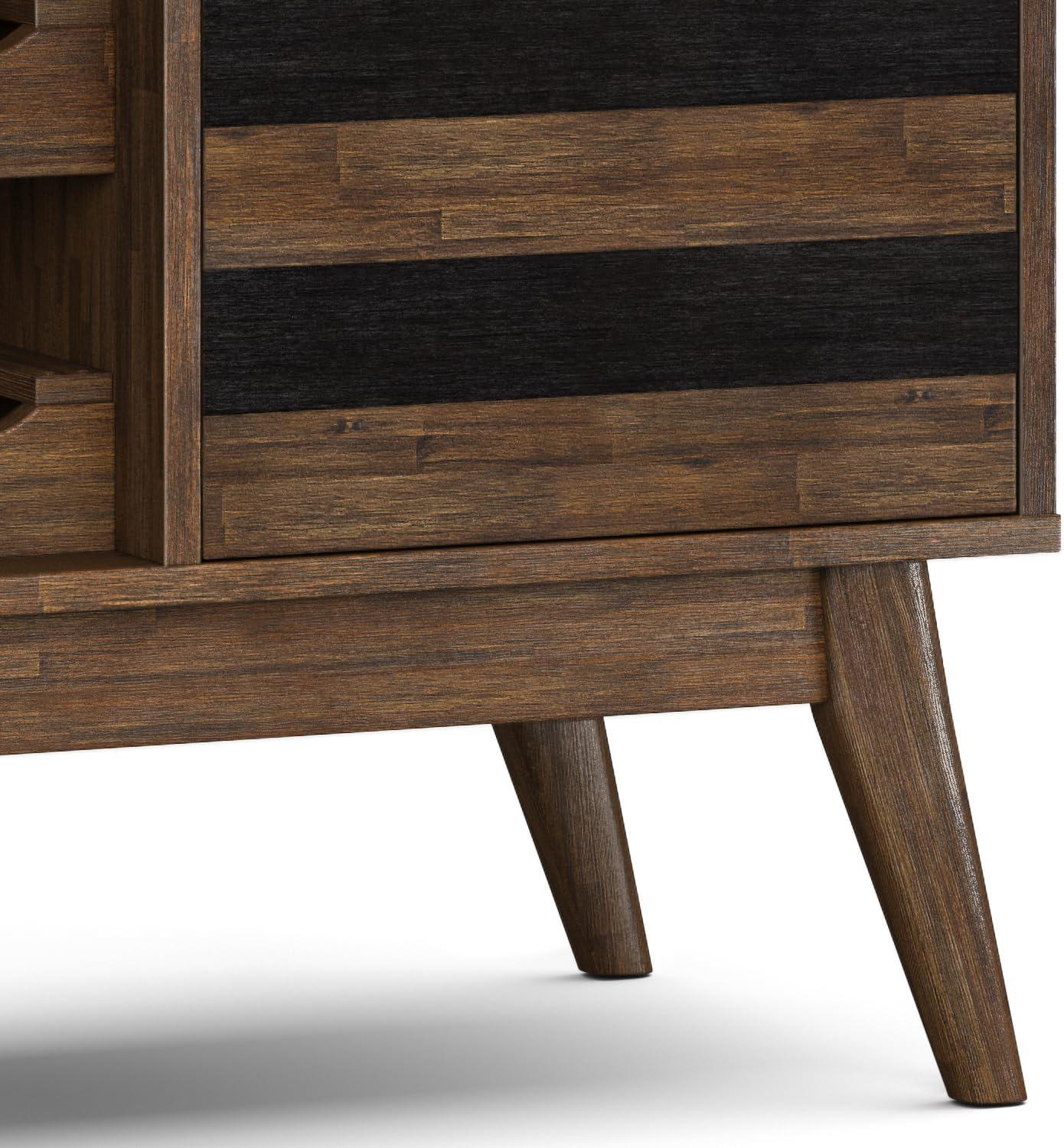 imageSIMPLIHOME Draper Buffet 66 inch Wide Solid Hardwood 4Door Sideboard Buffet in Teak Brown MidCentury Modern Cabinet for Dining Room or Kitchen with Adjustable Shelves and Tapered LegsRustic Natural Aged Brown