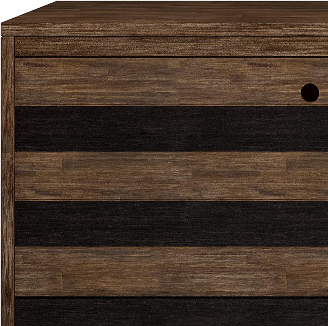 imageSIMPLIHOME Draper Buffet 66 inch Wide Solid Hardwood 4Door Sideboard Buffet in Teak Brown MidCentury Modern Cabinet for Dining Room or Kitchen with Adjustable Shelves and Tapered LegsRustic Natural Aged Brown