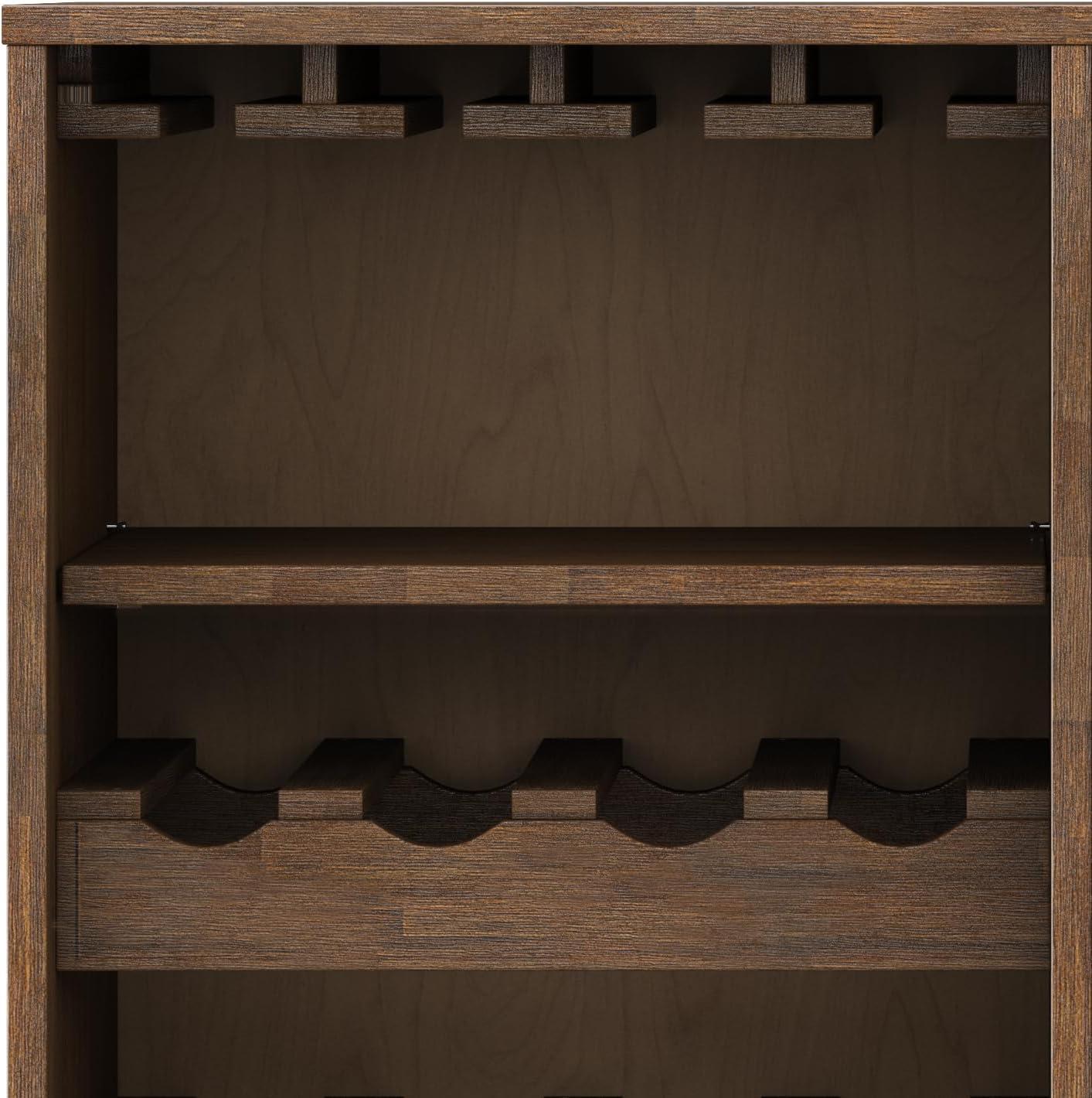 imageSIMPLIHOME Draper Buffet 66 inch Wide Solid Hardwood 4Door Sideboard Buffet in Teak Brown MidCentury Modern Cabinet for Dining Room or Kitchen with Adjustable Shelves and Tapered LegsRustic Natural Aged Brown