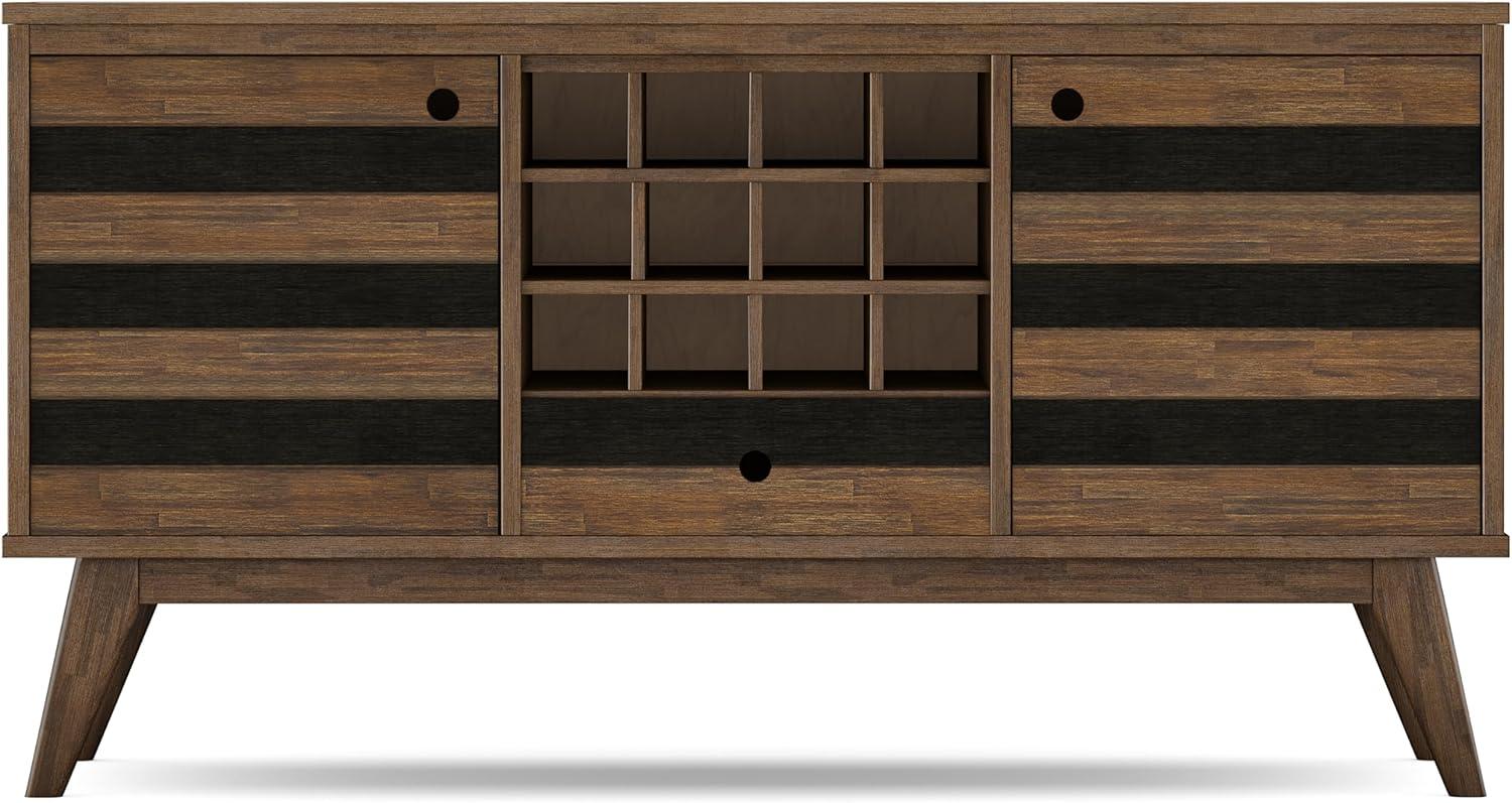 imageSIMPLIHOME Draper Buffet 66 inch Wide Solid Hardwood 4Door Sideboard Buffet in Teak Brown MidCentury Modern Cabinet for Dining Room or Kitchen with Adjustable Shelves and Tapered LegsRustic Natural Aged Brown