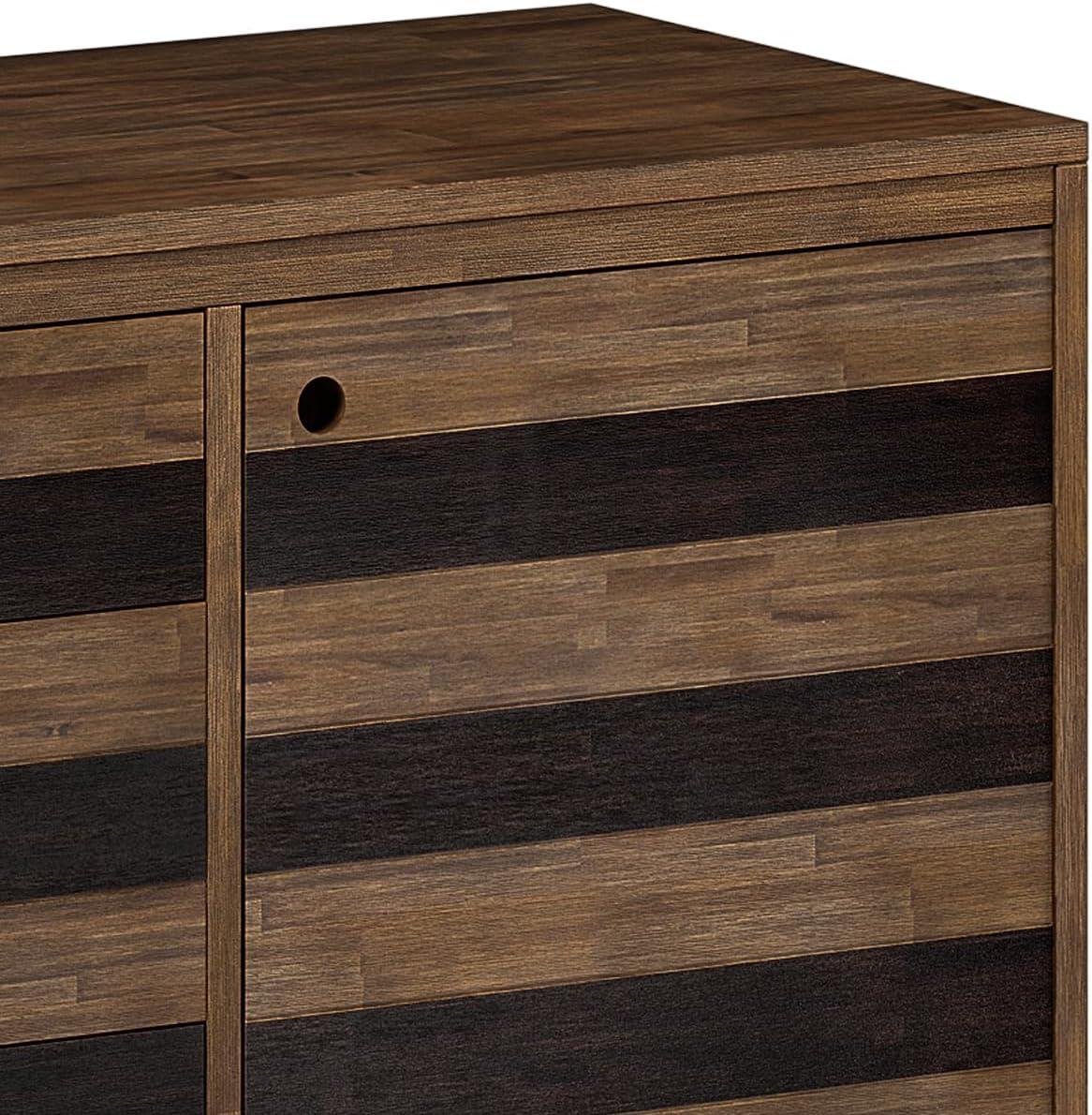 imageSIMPLIHOME Draper Buffet 66 inch Wide Solid Hardwood 4Door Sideboard Buffet in Teak Brown MidCentury Modern Cabinet for Dining Room or Kitchen with Adjustable Shelves and Tapered LegsRustic Natural Aged Brown