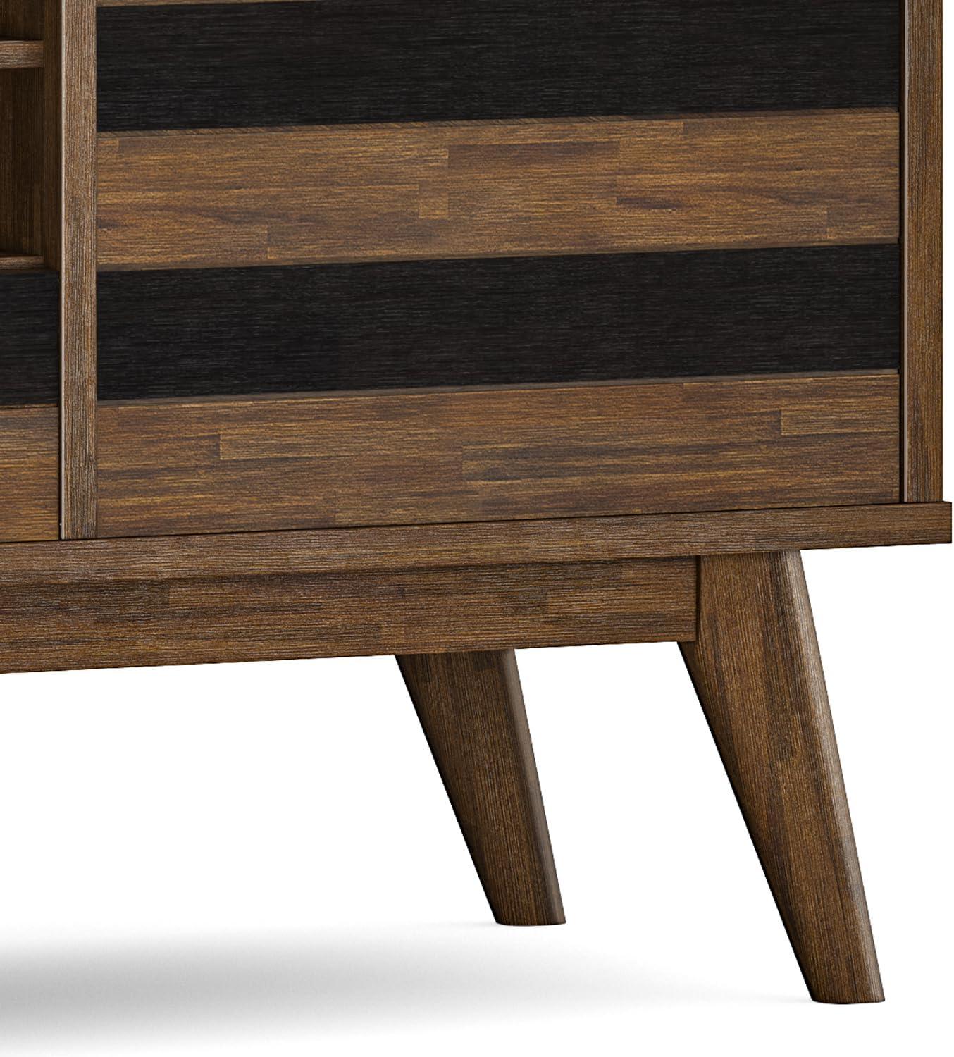 imageSIMPLIHOME Draper Buffet 66 inch Wide Solid Hardwood 4Door Sideboard Buffet in Teak Brown MidCentury Modern Cabinet for Dining Room or Kitchen with Adjustable Shelves and Tapered LegsRustic Natural Aged Brown