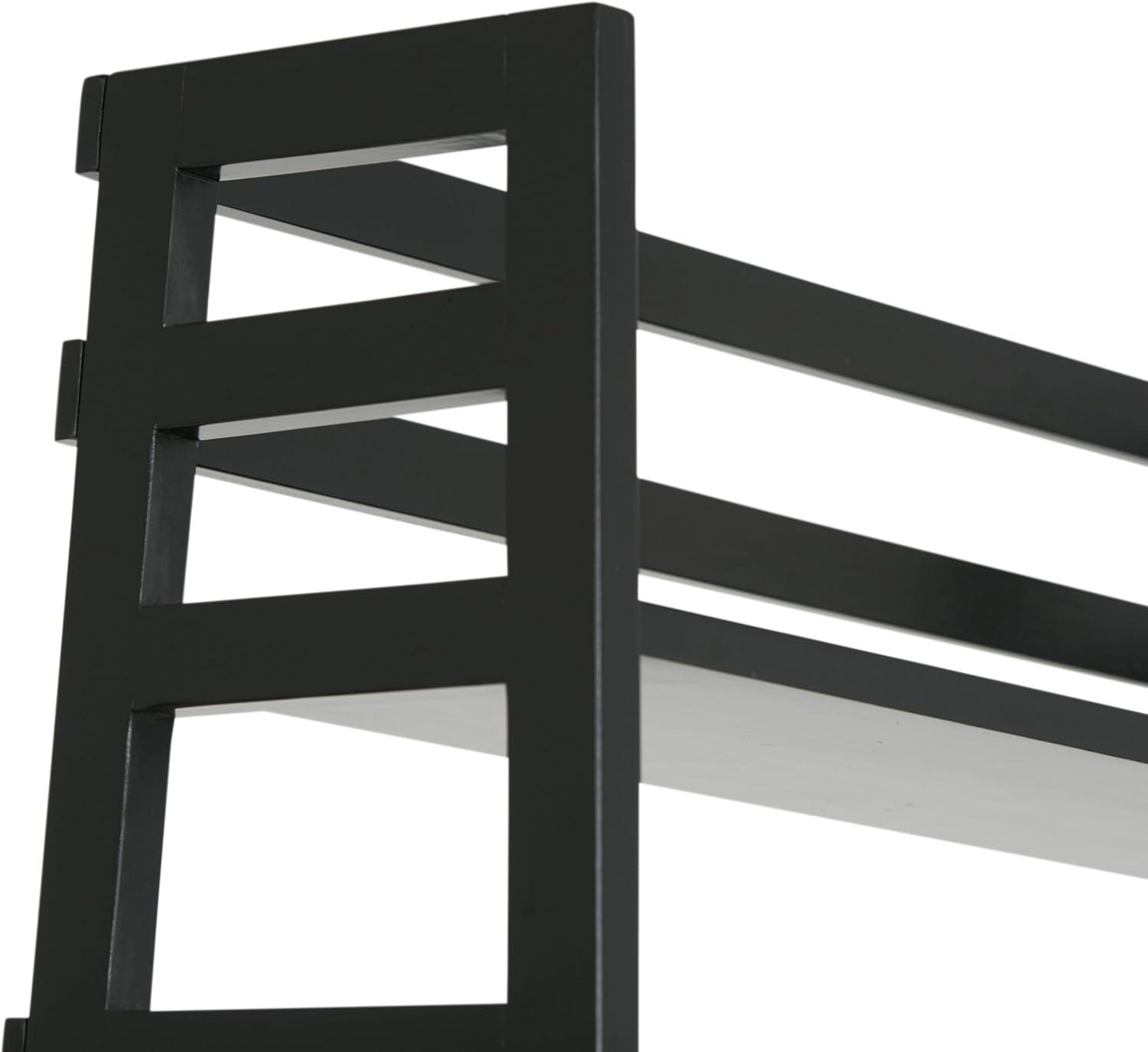 imageSIMPLIHOME Kitchener SOLID WOOD 30 Inch Contemporary Ladder Shelf in Hickory Brown For the Living Room Study Room and OfficeBlack