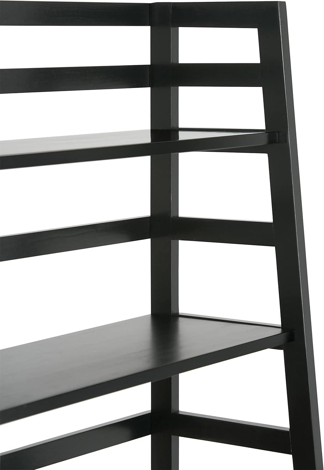 imageSIMPLIHOME Kitchener SOLID WOOD 30 Inch Contemporary Ladder Shelf in Hickory Brown For the Living Room Study Room and OfficeBlack