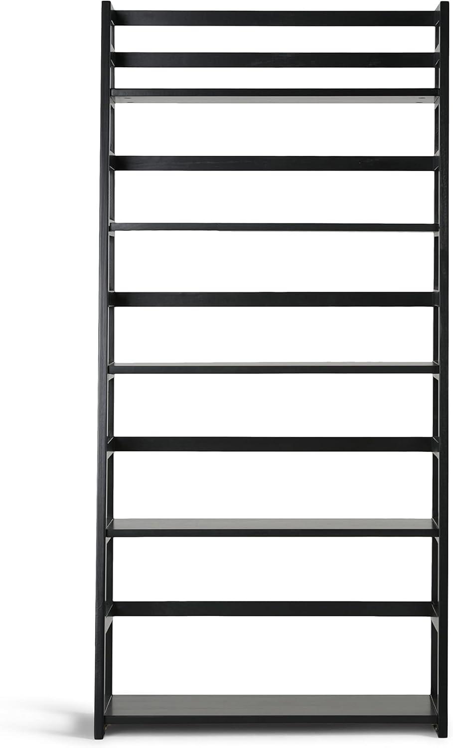 imageSIMPLIHOME Kitchener SOLID WOOD 30 Inch Contemporary Ladder Shelf in Hickory Brown For the Living Room Study Room and OfficeBlack