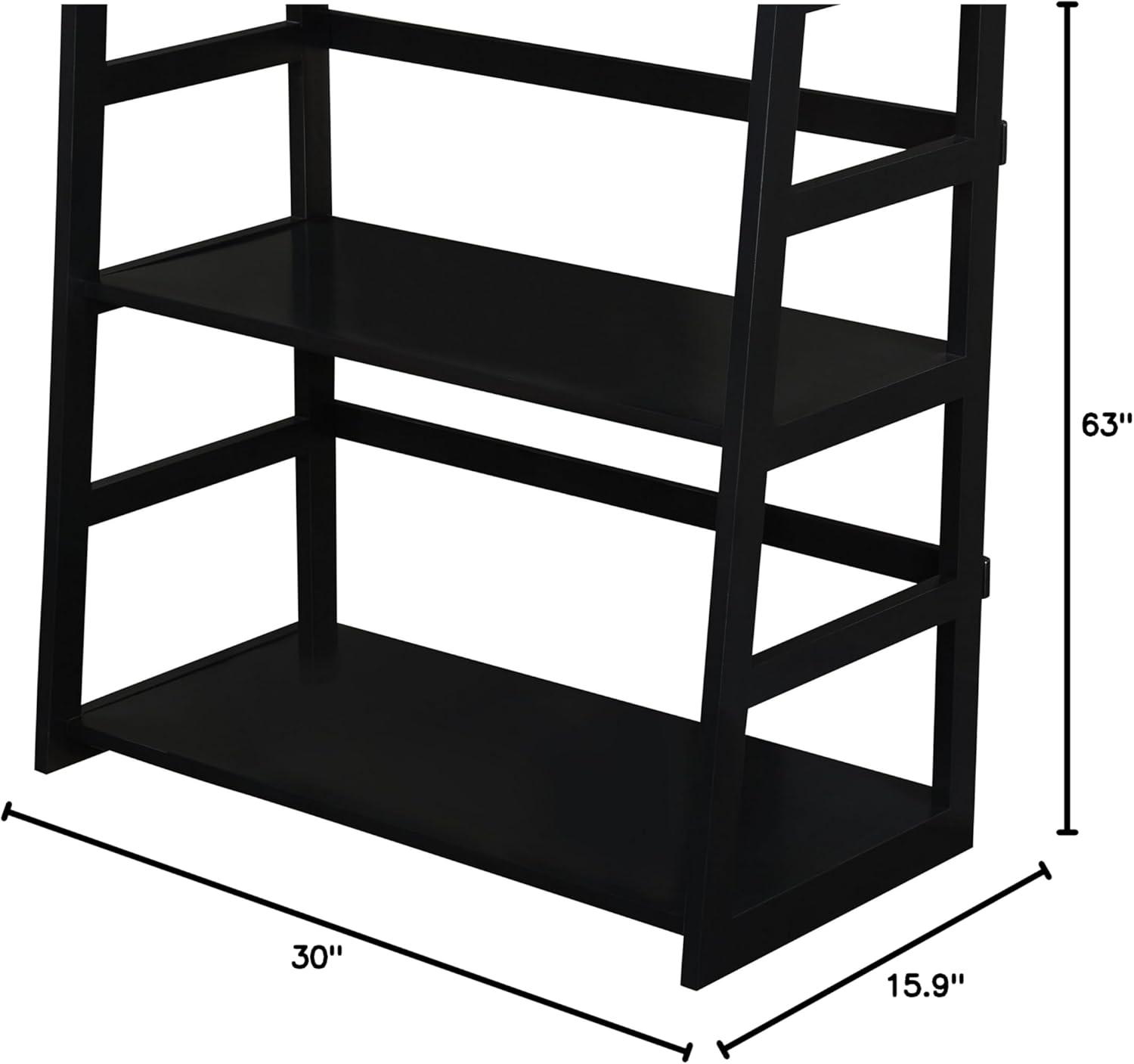 imageSIMPLIHOME Kitchener SOLID WOOD 30 Inch Contemporary Ladder Shelf in Hickory Brown For the Living Room Study Room and OfficeBlack