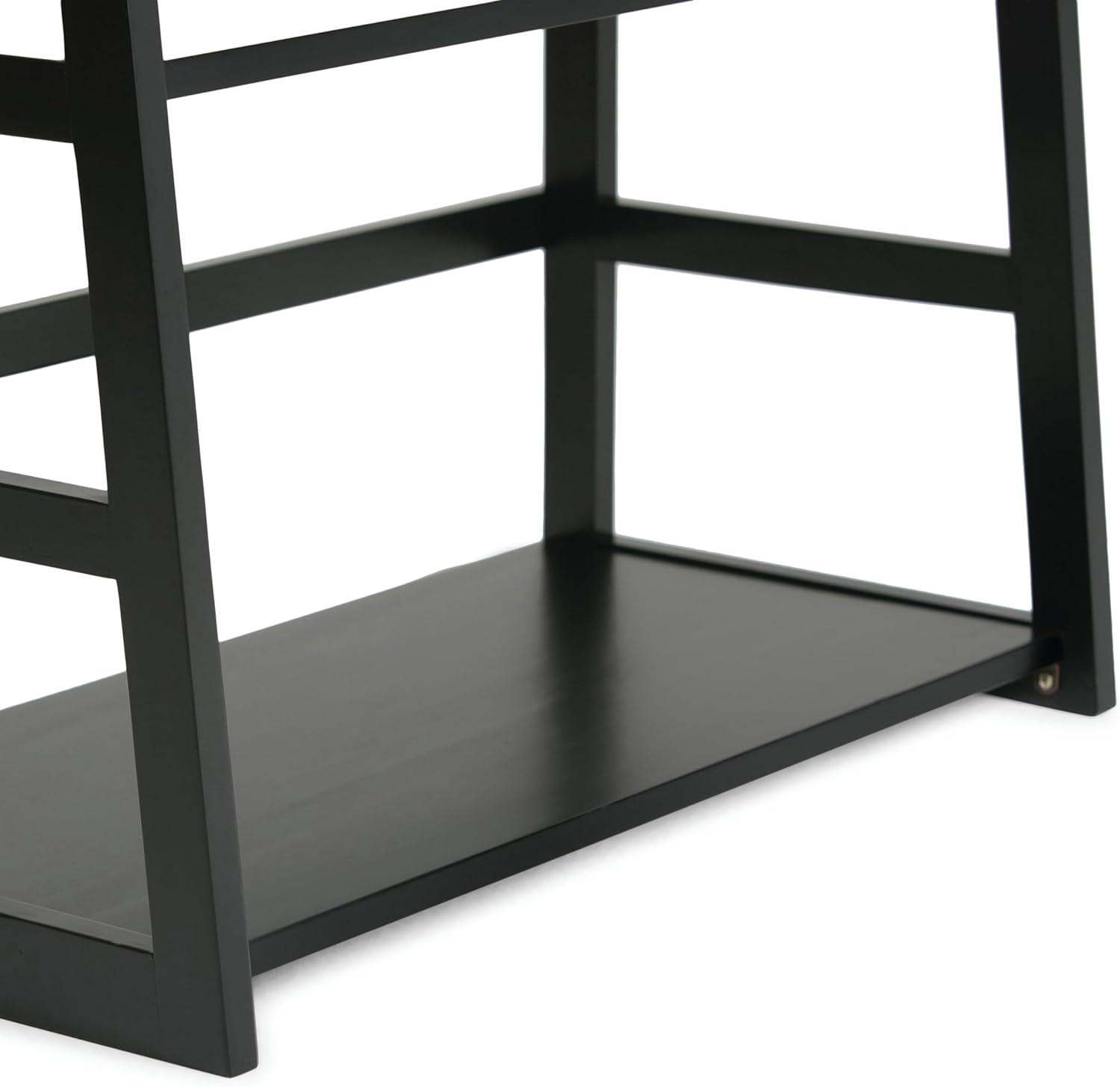 imageSIMPLIHOME Kitchener SOLID WOOD 30 Inch Contemporary Ladder Shelf in Hickory Brown For the Living Room Study Room and OfficeBlack
