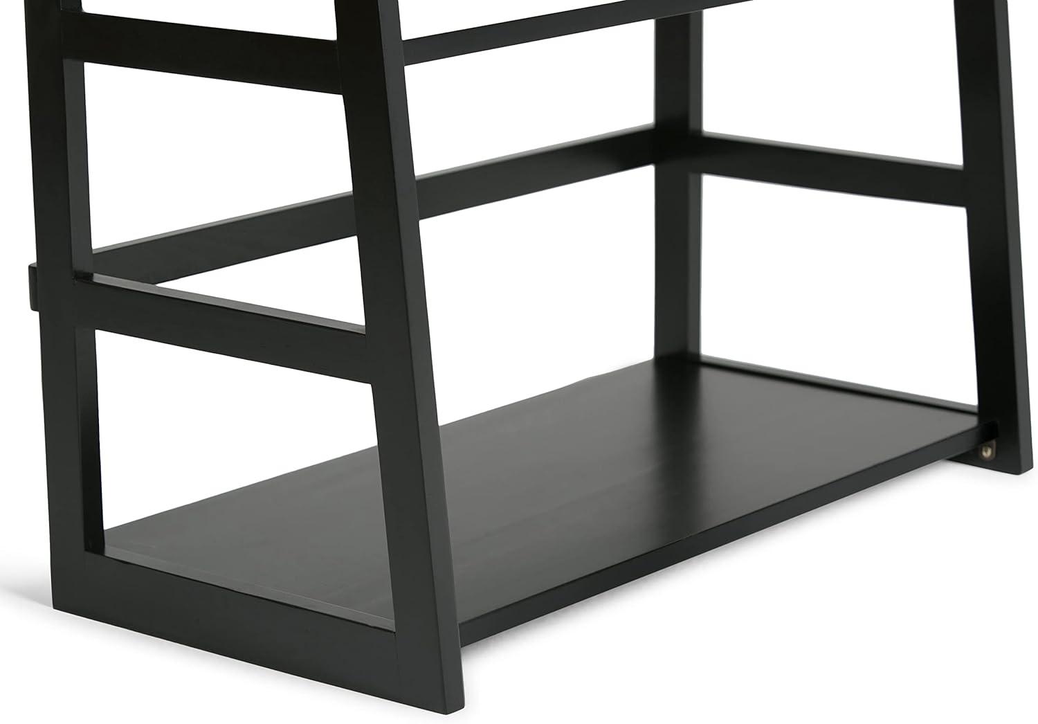 imageSIMPLIHOME Kitchener SOLID WOOD 30 Inch Contemporary Ladder Shelf in Hickory Brown For the Living Room Study Room and OfficeBlack