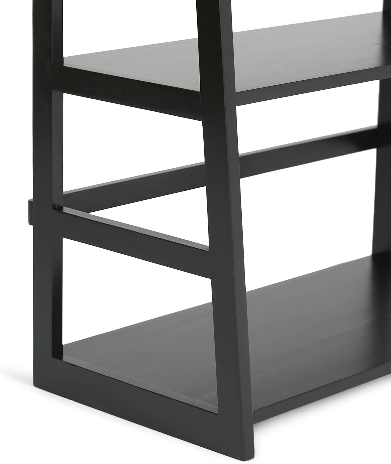 imageSIMPLIHOME Kitchener SOLID WOOD 30 Inch Contemporary Ladder Shelf in Hickory Brown For the Living Room Study Room and OfficeBlack