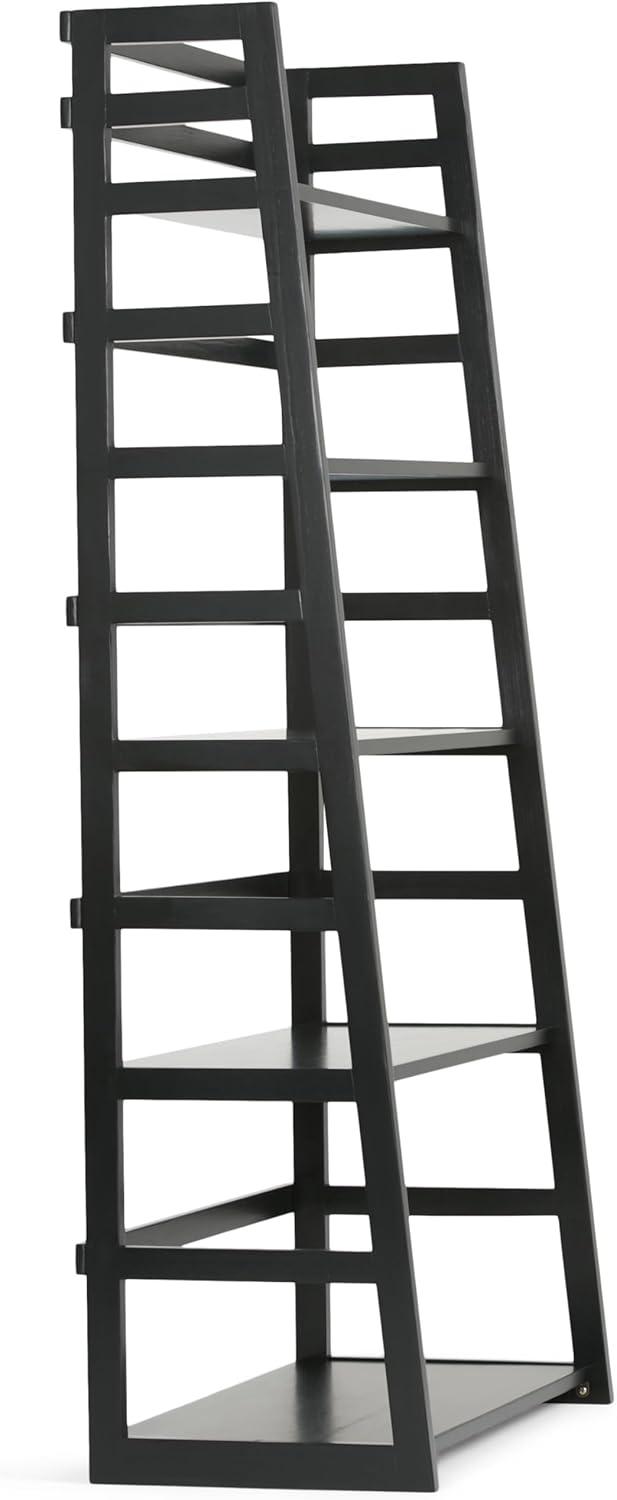 imageSIMPLIHOME Kitchener SOLID WOOD 30 Inch Contemporary Ladder Shelf in Hickory Brown For the Living Room Study Room and OfficeBlack
