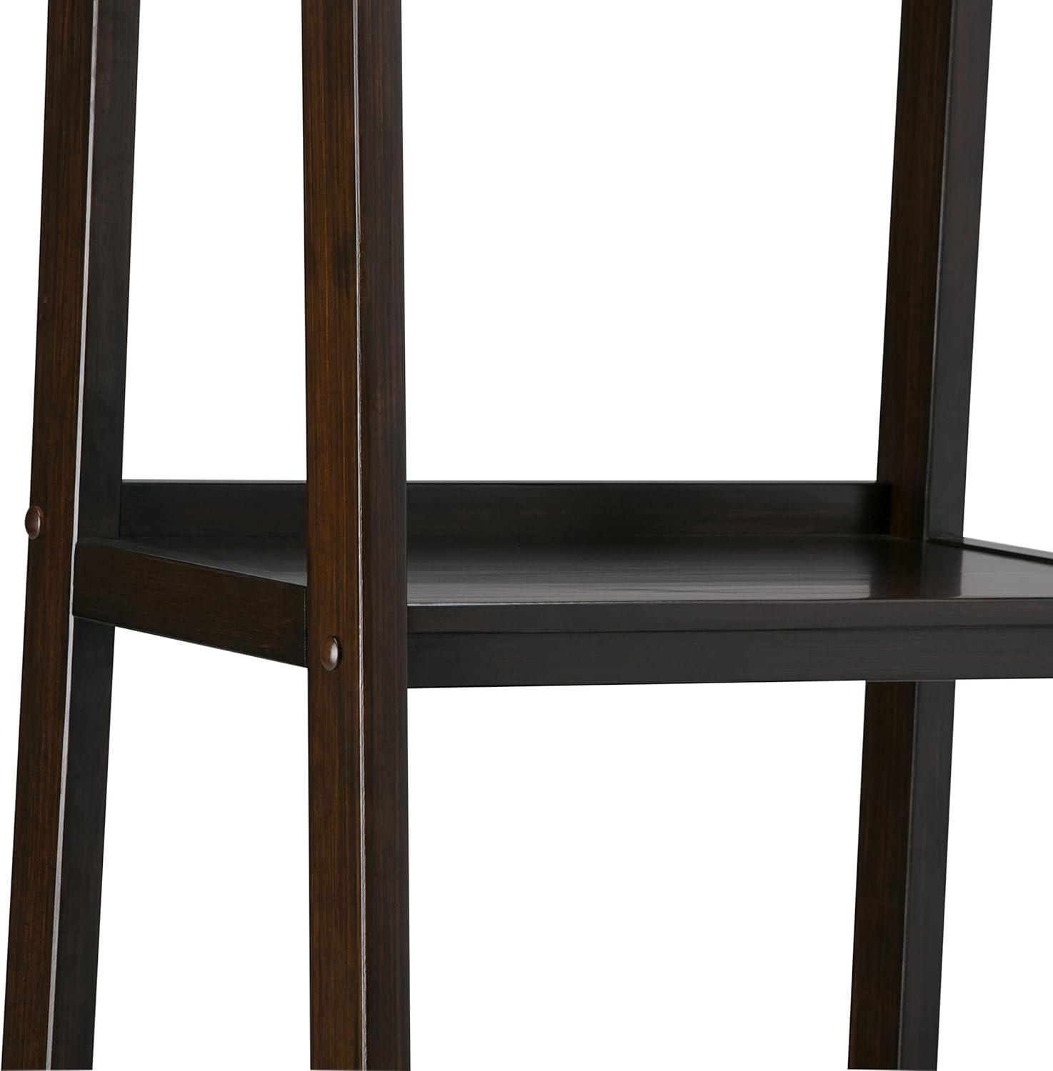 imageSIMPLIHOME Kitchener SOLID WOOD 30 Inch Contemporary Ladder Shelf in Hickory Brown For the Living Room Study Room and OfficeDark Chestnut Brown
