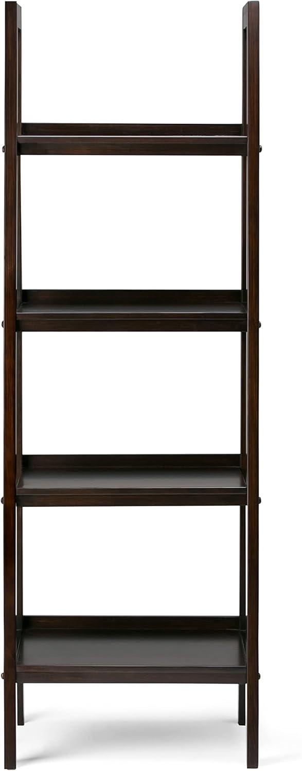 imageSIMPLIHOME Kitchener SOLID WOOD 30 Inch Contemporary Ladder Shelf in Hickory Brown For the Living Room Study Room and OfficeDark Chestnut Brown