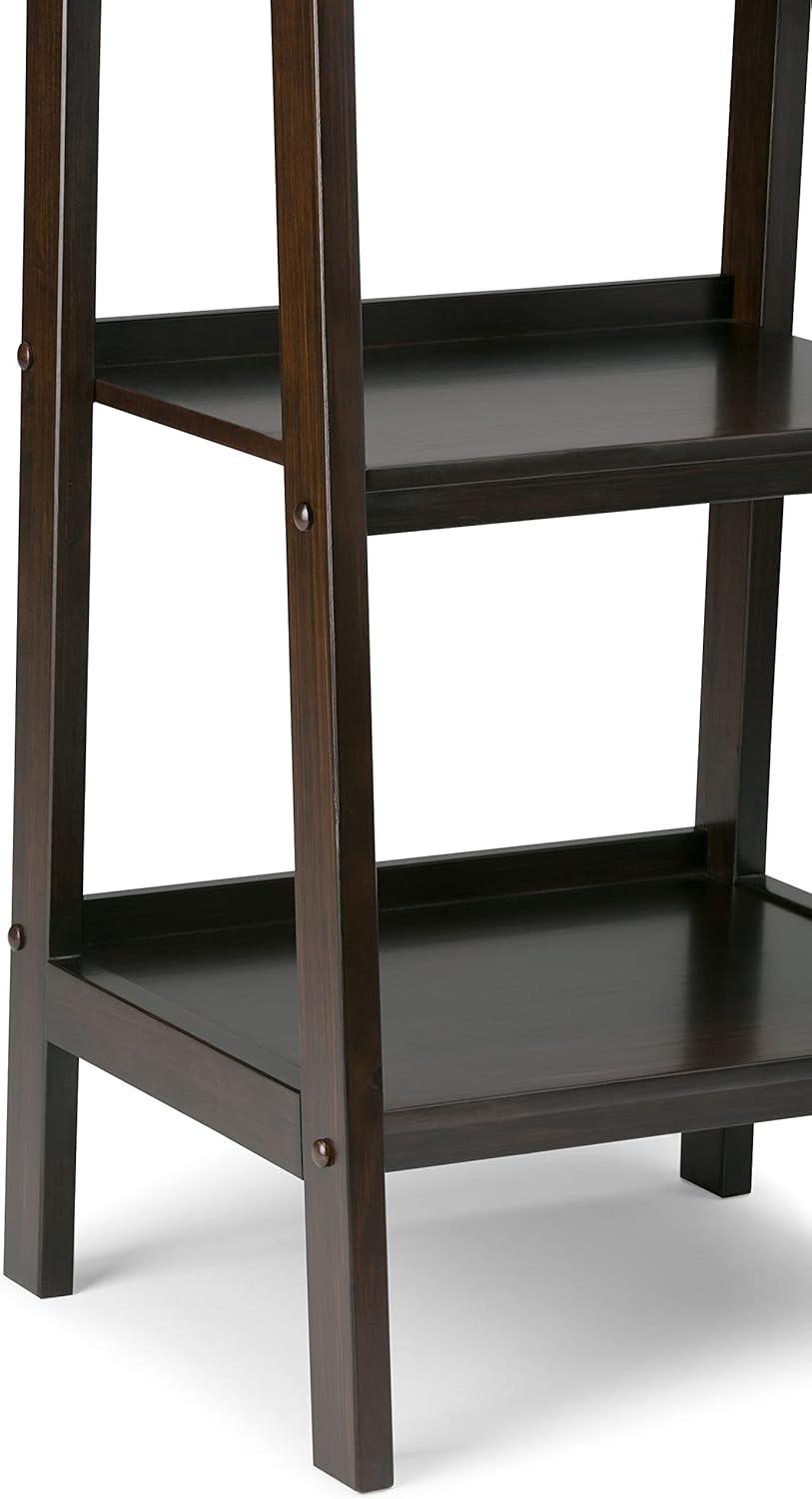 imageSIMPLIHOME Kitchener SOLID WOOD 30 Inch Contemporary Ladder Shelf in Hickory Brown For the Living Room Study Room and OfficeDark Chestnut Brown