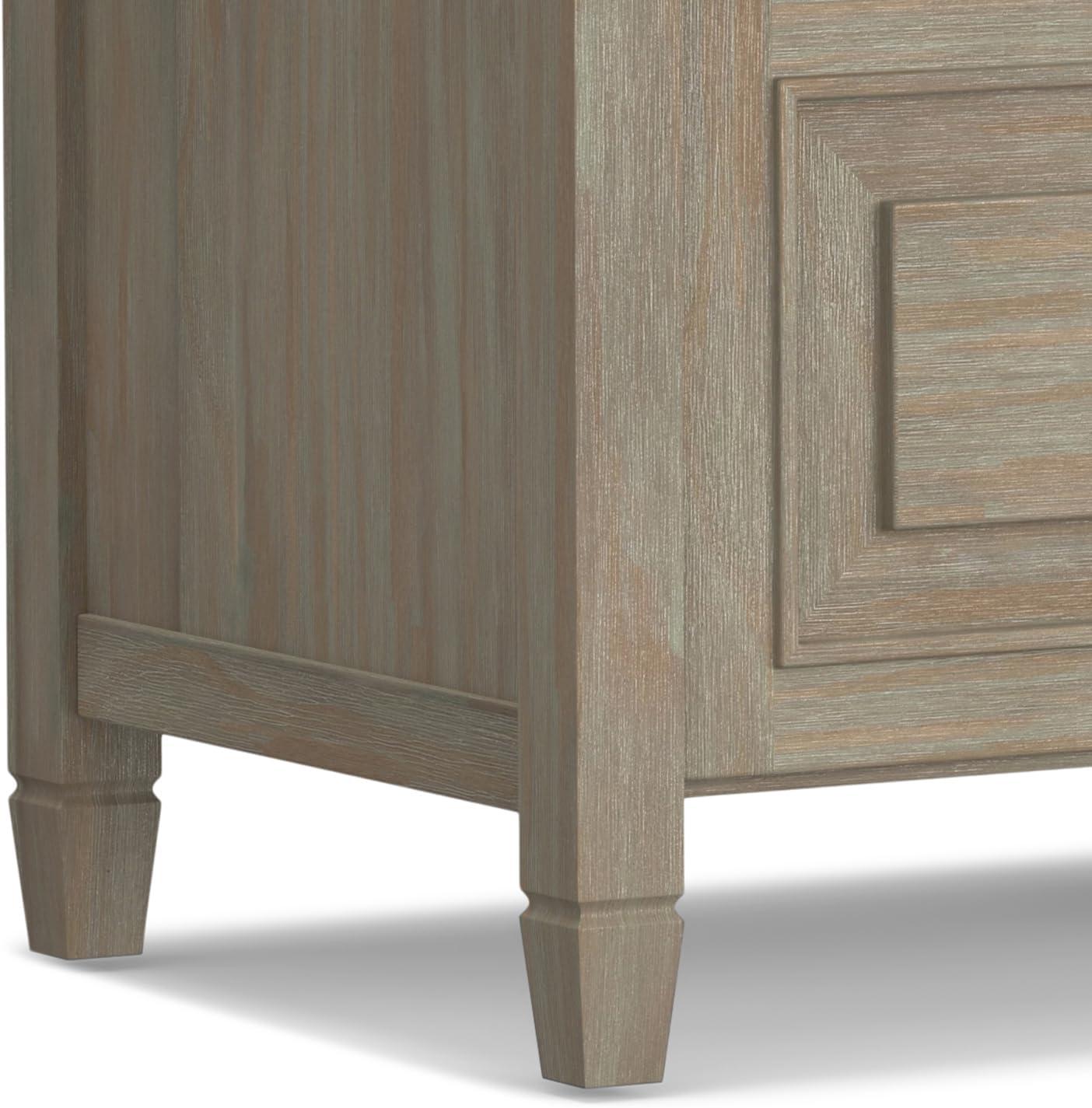 imageSIMPLIHOME Connaught SOLID WOOD 42 inch Wide Traditional Entryway Storage Bench in Distressed Grey for the Living Room Entryway and Family Room