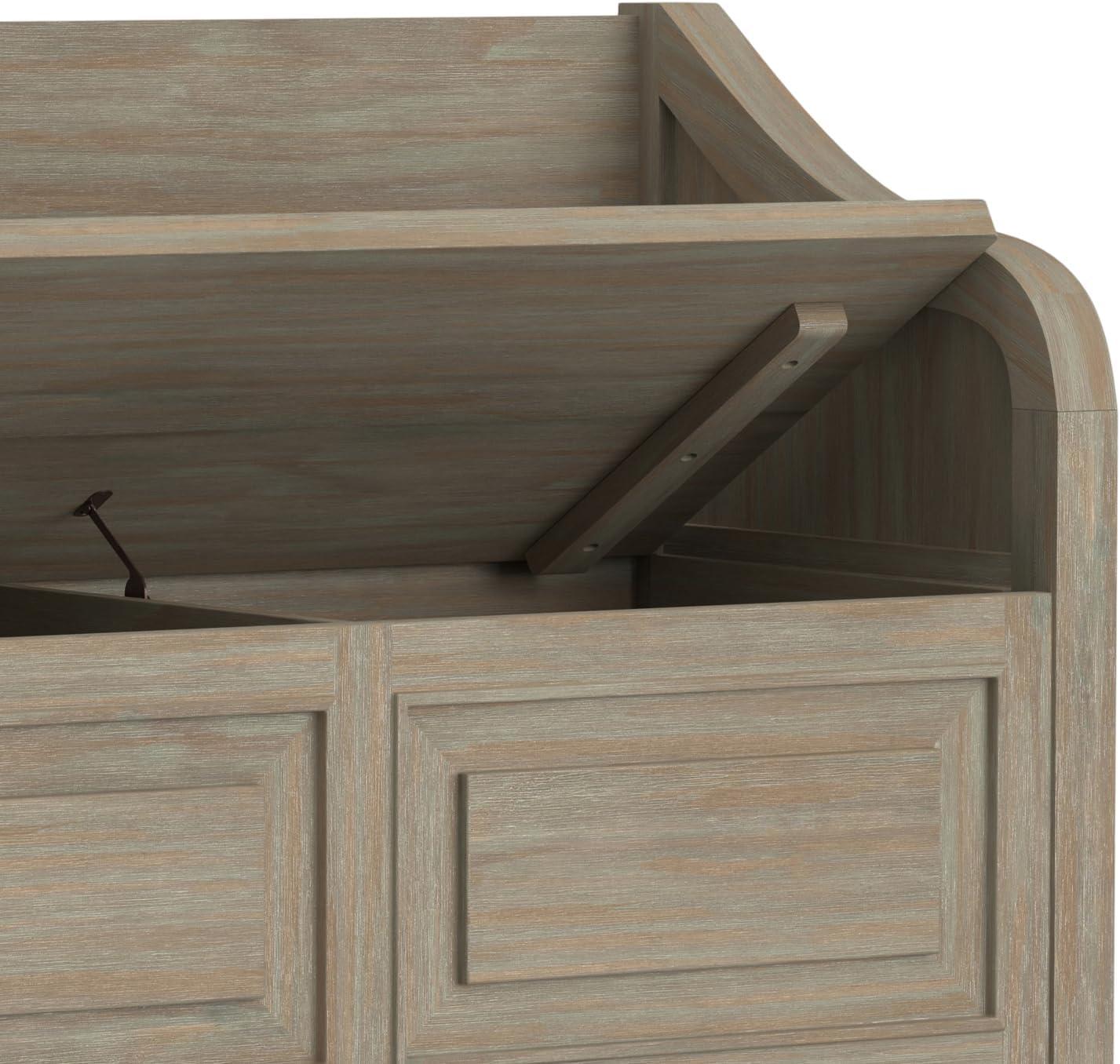 imageSIMPLIHOME Connaught SOLID WOOD 42 inch Wide Traditional Entryway Storage Bench in Distressed Grey for the Living Room Entryway and Family Room