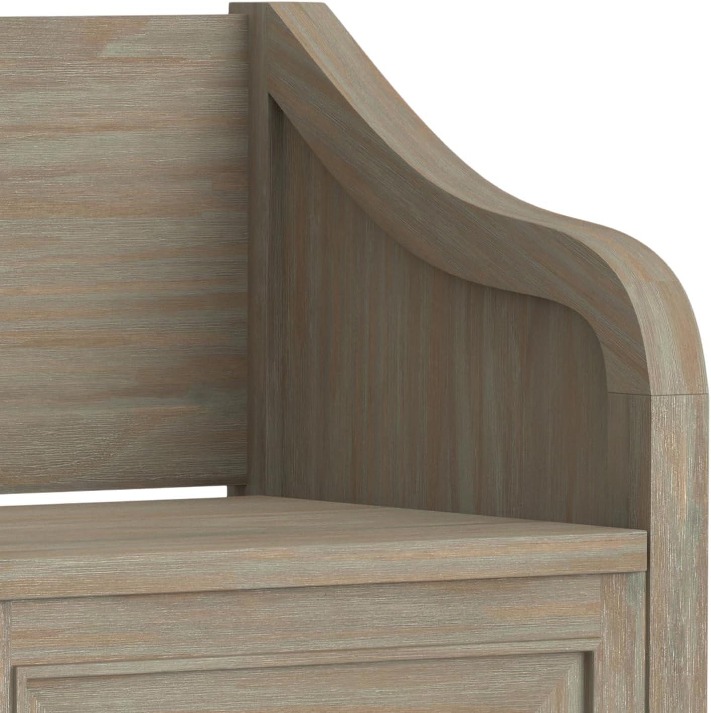 imageSIMPLIHOME Connaught SOLID WOOD 42 inch Wide Traditional Entryway Storage Bench in Distressed Grey for the Living Room Entryway and Family Room
