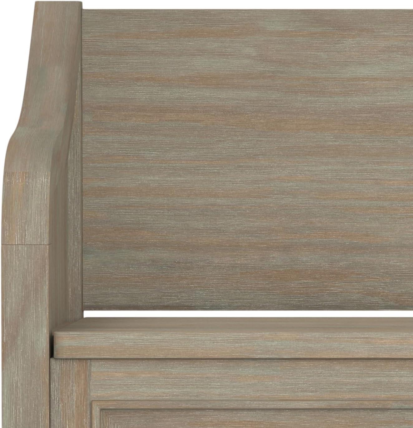 imageSIMPLIHOME Connaught SOLID WOOD 42 inch Wide Traditional Entryway Storage Bench in Distressed Grey for the Living Room Entryway and Family Room