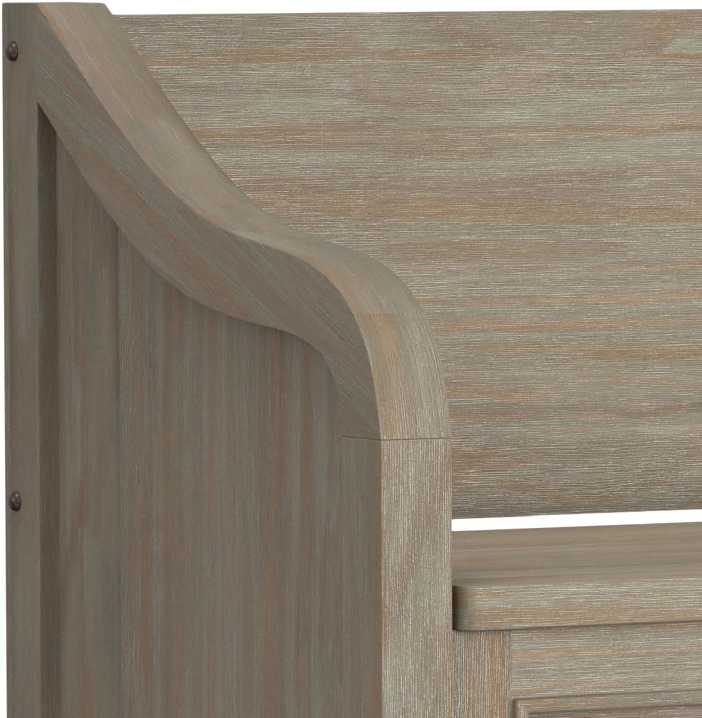 imageSIMPLIHOME Connaught SOLID WOOD 42 inch Wide Traditional Entryway Storage Bench in Distressed Grey for the Living Room Entryway and Family Room