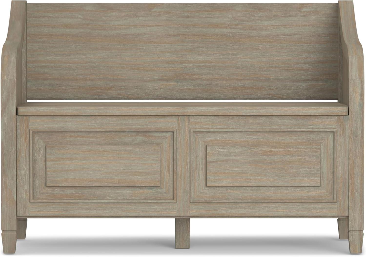 imageSIMPLIHOME Connaught SOLID WOOD 42 inch Wide Traditional Entryway Storage Bench in Distressed Grey for the Living Room Entryway and Family Room