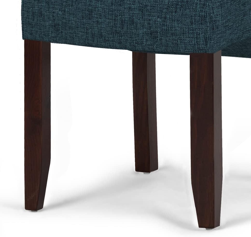 imageSIMPLIHOME Cosmopolitan Dining Chairs Tufted Solid Hardwood and LinenStyle Fabric Parsons Chair Set in Denim Blue Contemporary Dining Room Seating with Curved Back and Cushioned Seat Set of 2Denim Blue