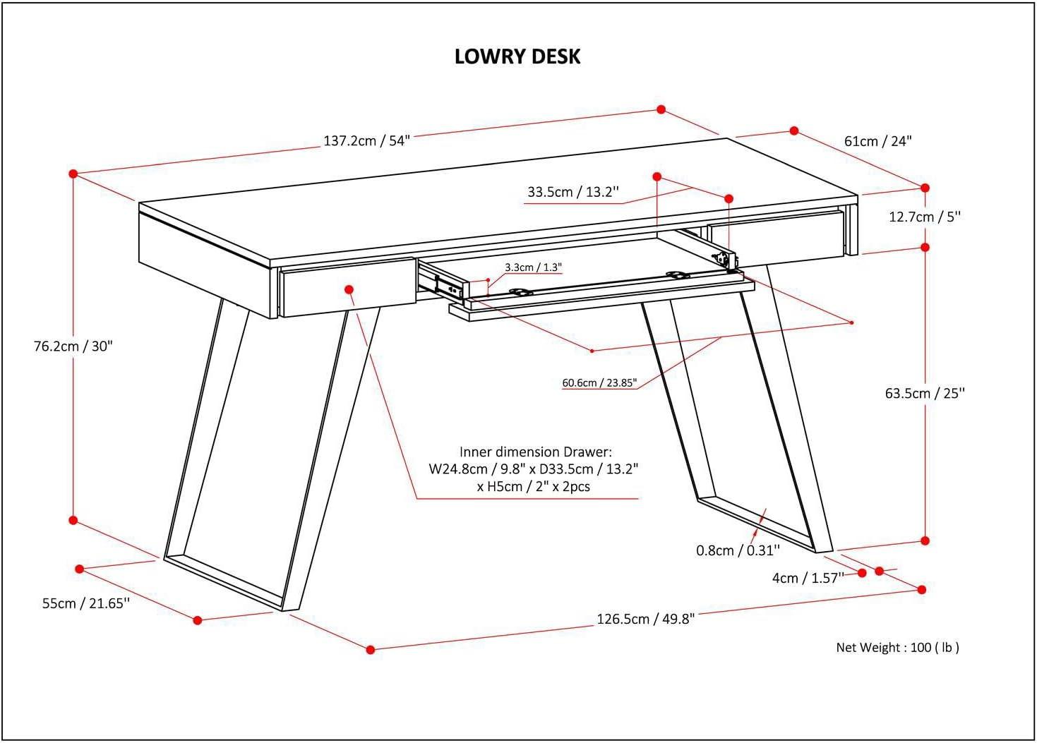 imageSIMPLIHOME Lowry Desk 60 Inch Wide Solid Acacia Wood and Metal Writing Desk in Distressed Charcoal Brown Modern Industrial Home Office Computer Table with 2 Deep Drawers and FlipDown Keyboard TrayRustic Natural Aged Brown