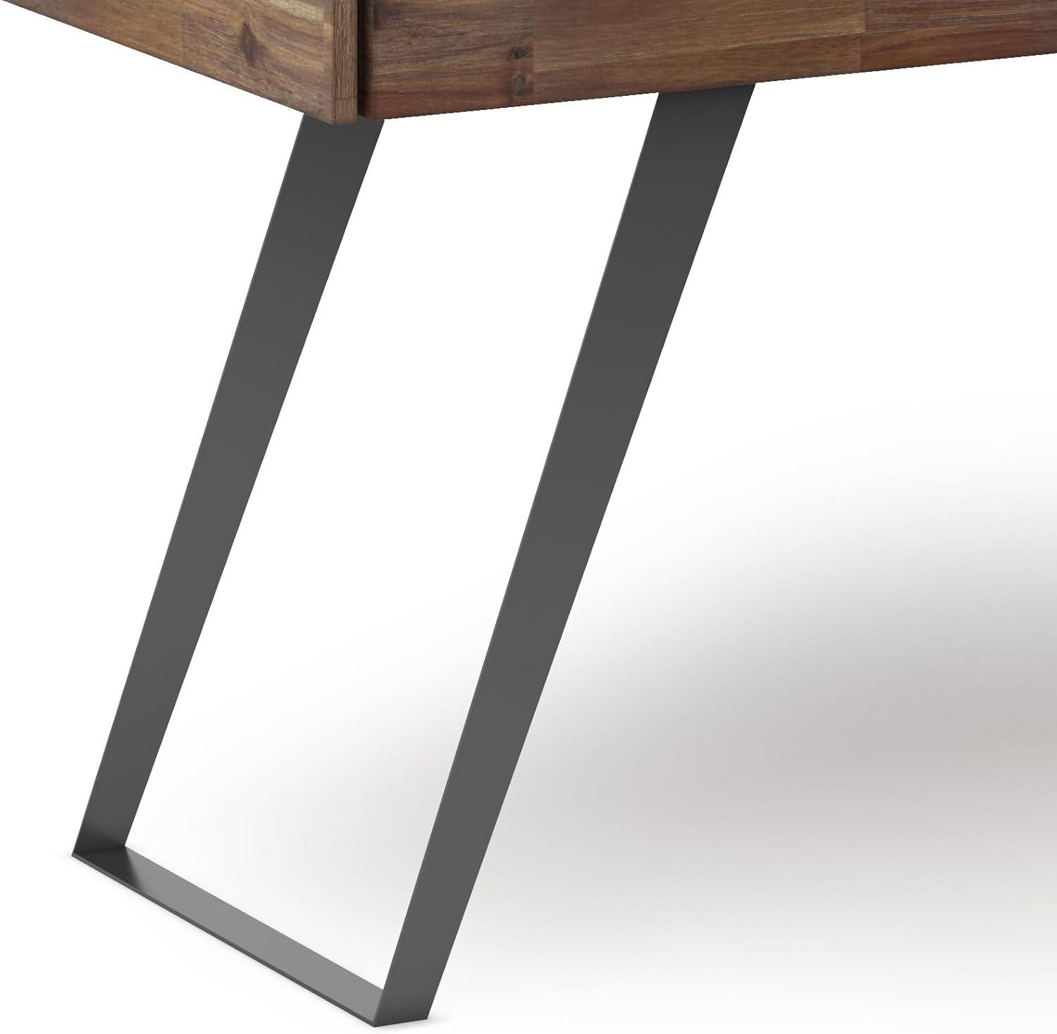 imageSIMPLIHOME Lowry Desk 60 Inch Wide Solid Acacia Wood and Metal Writing Desk in Distressed Charcoal Brown Modern Industrial Home Office Computer Table with 2 Deep Drawers and FlipDown Keyboard TrayRustic Natural Aged Brown
