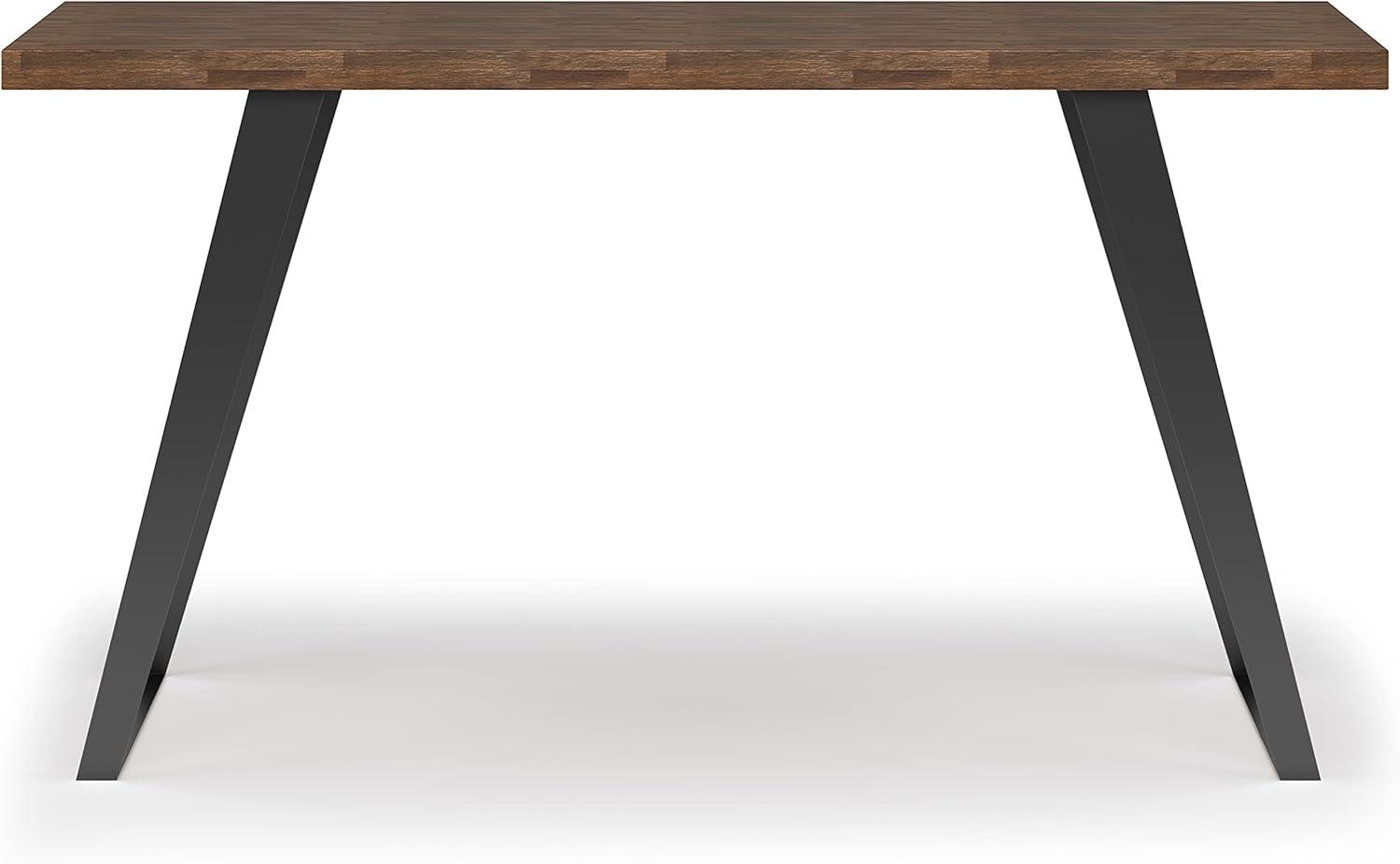 imageSIMPLIHOME Lowry Desk 60 Inch Wide Solid Acacia Wood and Metal Writing Desk in Distressed Charcoal Brown Modern Industrial Home Office Computer Table with 2 Deep Drawers and FlipDown Keyboard TrayRustic Natural Aged Brown