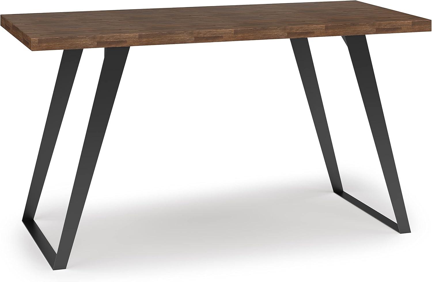 imageSIMPLIHOME Lowry Desk 60 Inch Wide Solid Acacia Wood and Metal Writing Desk in Distressed Charcoal Brown Modern Industrial Home Office Computer Table with 2 Deep Drawers and FlipDown Keyboard TrayRustic Natural Aged Brown