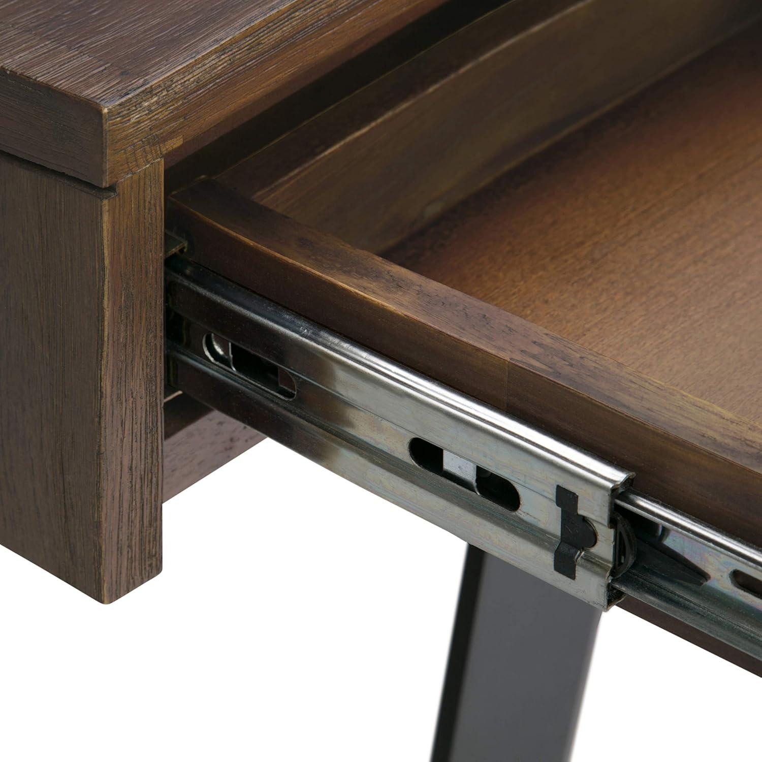 imageSIMPLIHOME Lowry Desk 60 Inch Wide Solid Acacia Wood and Metal Writing Desk in Distressed Charcoal Brown Modern Industrial Home Office Computer Table with 2 Deep Drawers and FlipDown Keyboard TrayRustic Natural Aged Brown