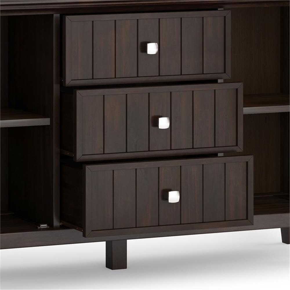 image:imageSIMPLIHOME Bedford 54 Wide Solid Wood 2Door Buffet in WhiteBrunette Brown