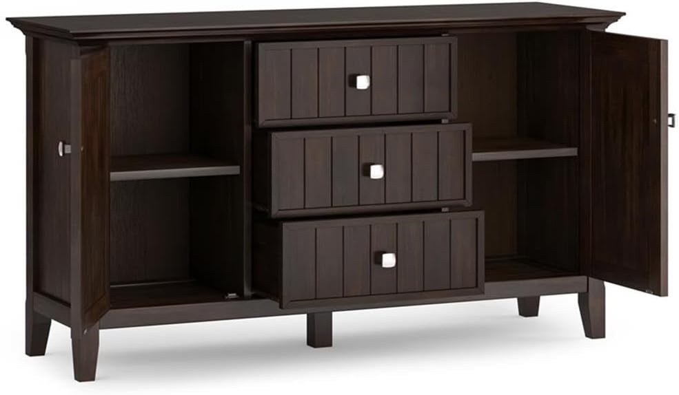 image:imageSIMPLIHOME Bedford 54 Wide Solid Wood 2Door Buffet in WhiteBrunette Brown