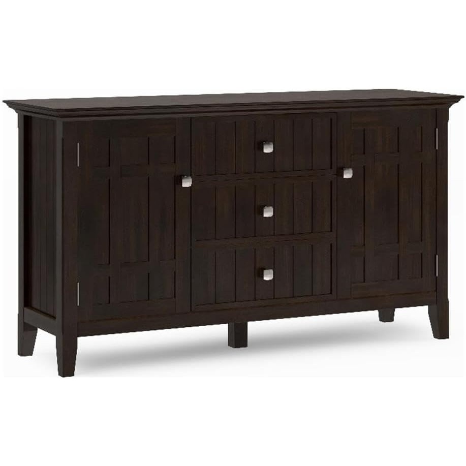 image:imageSIMPLIHOME Bedford 54 Wide Solid Wood 2Door Buffet in WhiteBrunette Brown