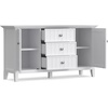 SIMPLIHOME Bedford 54″ Wide Solid Wood 2-Door Buffet in White(White)
