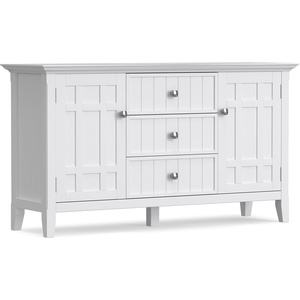 SIMPLIHOME Bedford 54″ Wide Solid Wood 2-Door Buffet in White(White)