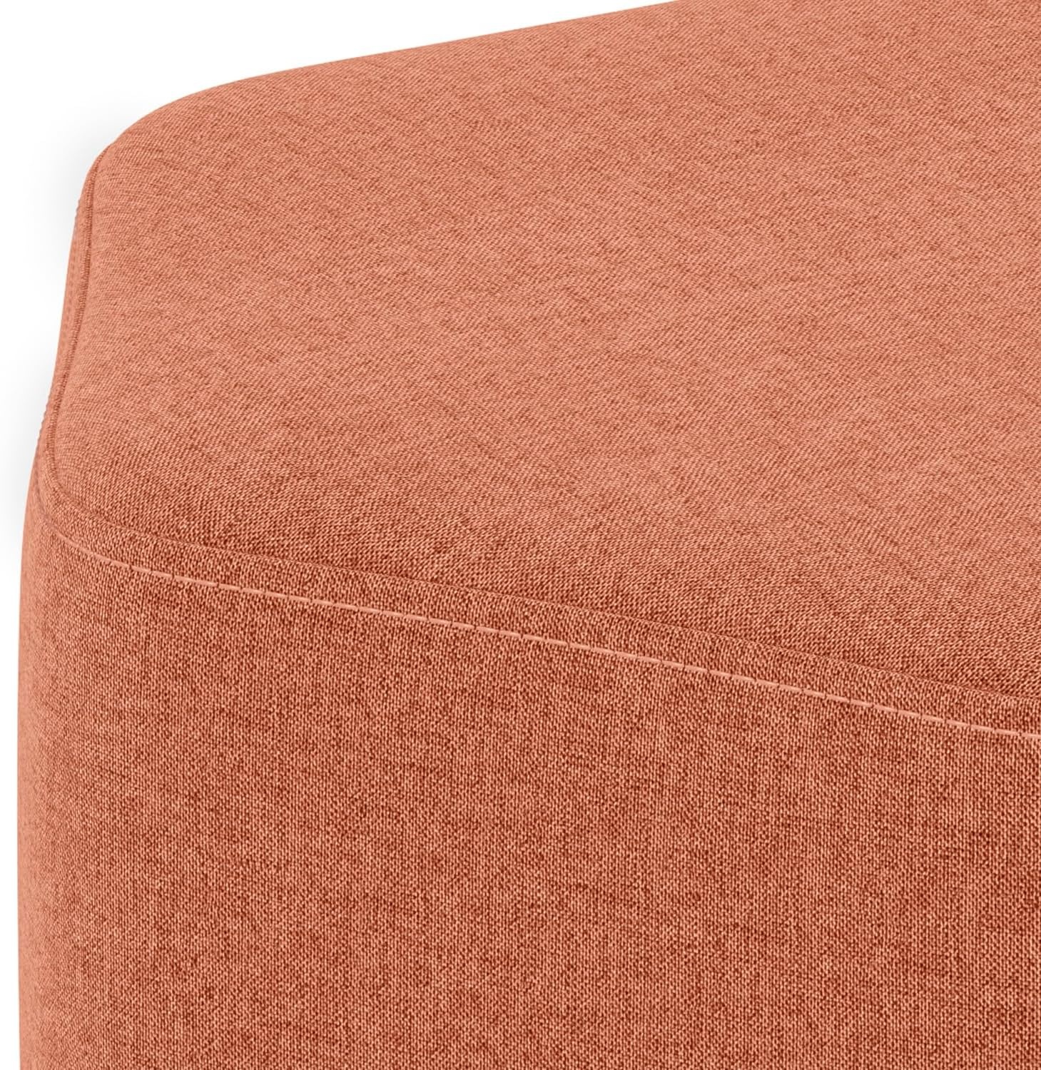 image:imageSIMPLIHOME Brock Footstool 16 inch Wide Upholstered Hexagon WoodFrame Ottoman Footstool in Dijon Yellow Contemporary Accent Stool for Living Room with HighDensity Foam AssembledDusty Orange