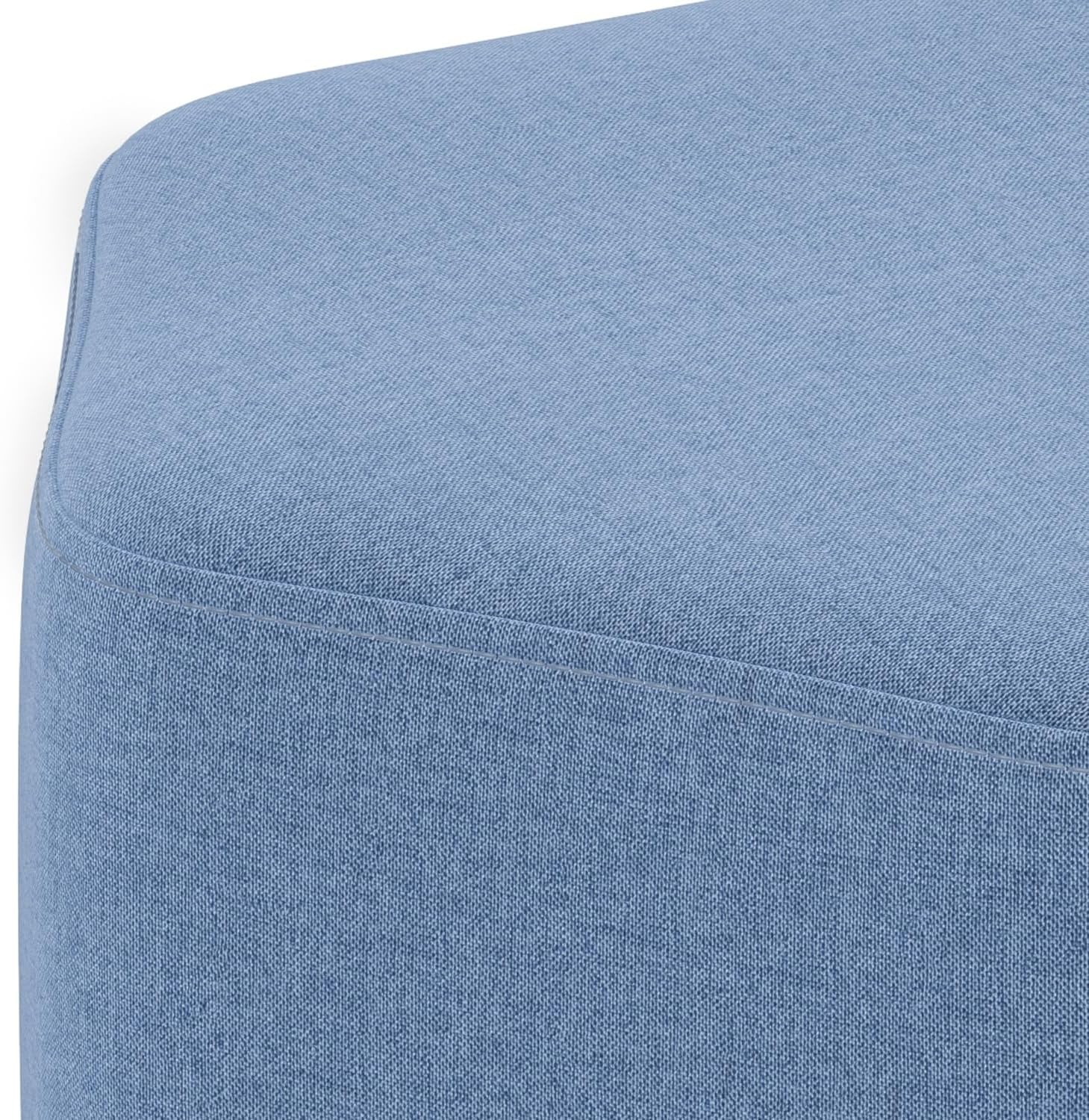 image:imageSIMPLIHOME Brock Footstool 16 inch Wide Upholstered Hexagon WoodFrame Ottoman Footstool in Dijon Yellow Contemporary Accent Stool for Living Room with HighDensity Foam AssembledWedgewood Blue