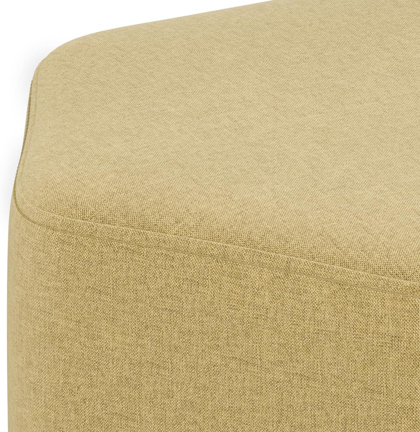 image:imageSIMPLIHOME Brock Footstool 16 inch Wide Upholstered Hexagon WoodFrame Ottoman Footstool in Dijon Yellow Contemporary Accent Stool for Living Room with HighDensity Foam AssembledDijon Yellow