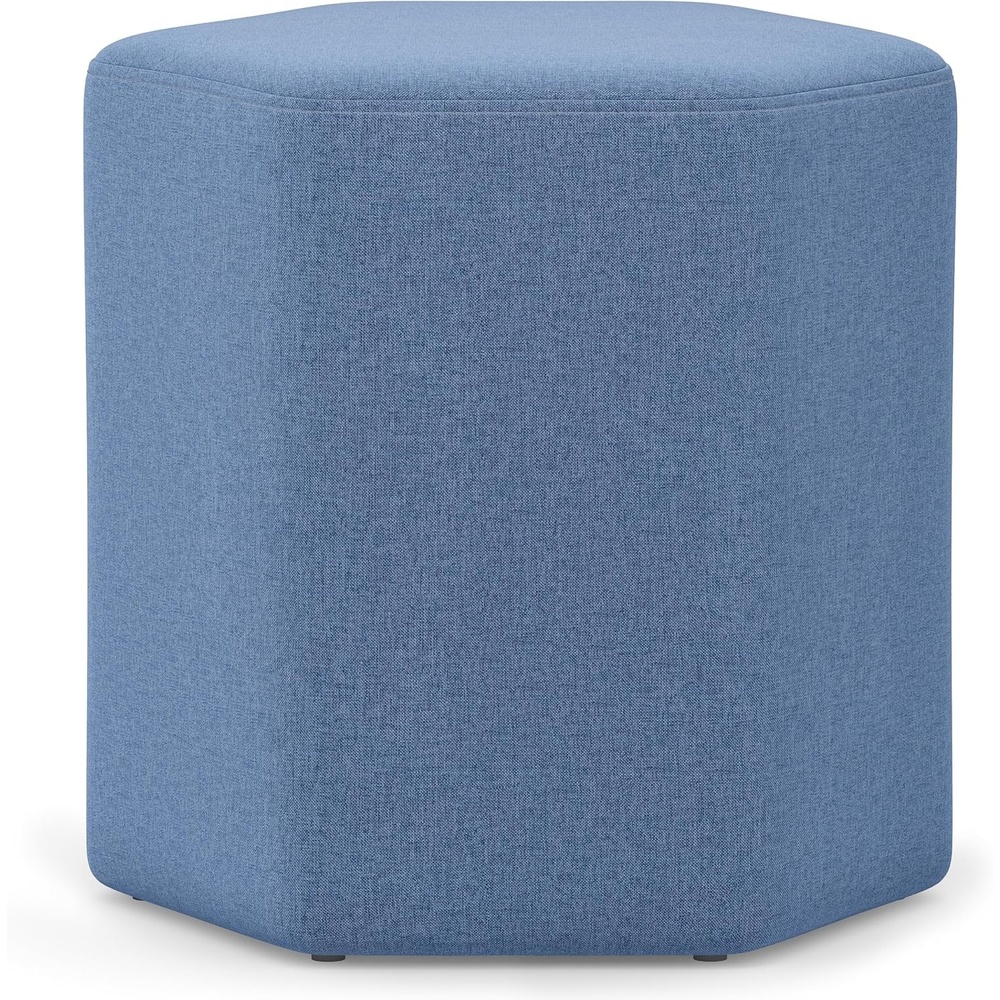 image:imageSIMPLIHOME Brock Footstool  16 inch Wide Upholstered Hexagon WoodFrame Ottoman Footstool in Dijon Yellow Contemporary Accent Stool for Living Room with HighDensity Foam AssembledWedgewood Blue