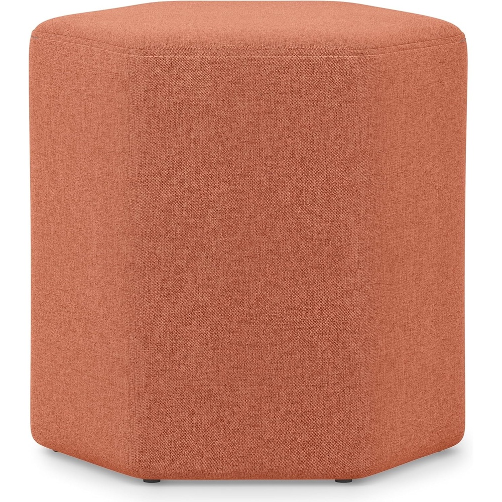 image:imageSIMPLIHOME Brock Footstool 16 inch Wide Upholstered Hexagon WoodFrame Ottoman Footstool in Dijon Yellow Contemporary Accent Stool for Living Room with HighDensity Foam AssembledDusty Orange