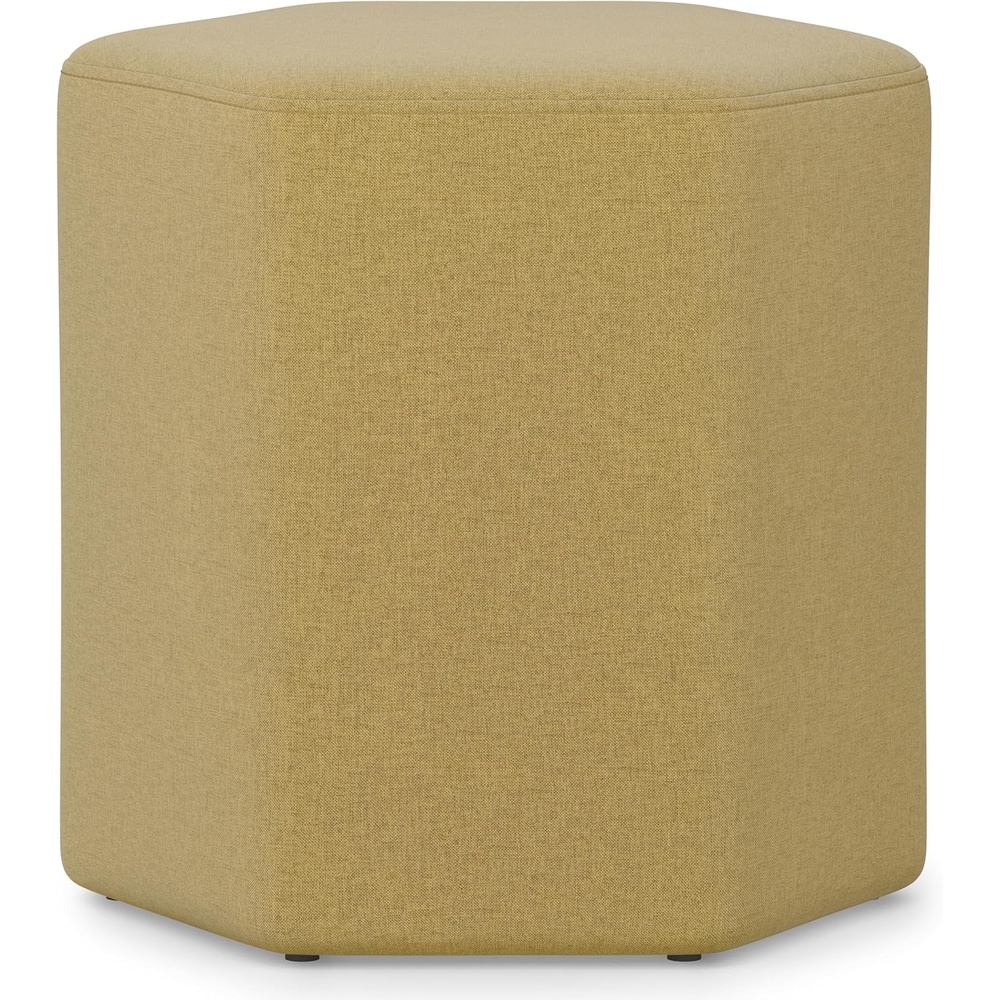 image:imageSIMPLIHOME Brock Footstool 16 inch Wide Upholstered Hexagon WoodFrame Ottoman Footstool in Dijon Yellow Contemporary Accent Stool for Living Room with HighDensity Foam AssembledDijon Yellow