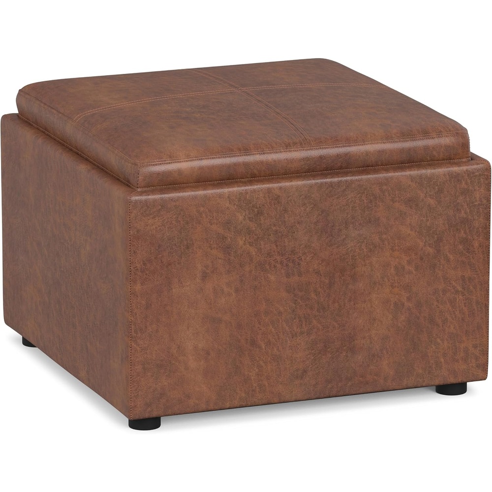 image:imageSIMPLIHOME Rockwood 24 Wide Vegan Leather Storage Ottoman in Brown