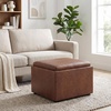 SIMPLIHOME Rockwood 24″ Wide Vegan Leather Storage Ottoman in Brown