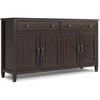 SIMPLIHOME Amherst 66″ Wide Solid Wood 4-Door Buffet in Hickory Brown